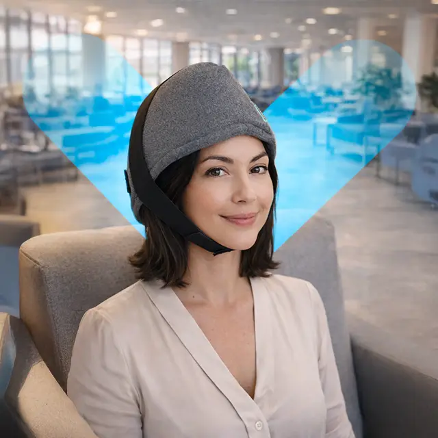 Paciente usando FRIOCAP durante quimioterapia